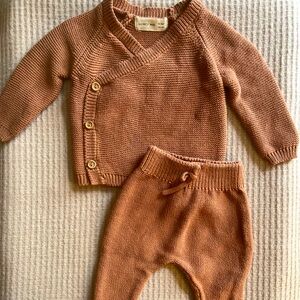 0-3 Month Quincy Mae Footed Knit Wrap Top Sweater Set